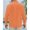 imageJVER Mens Linen Shirts Casual Button Down Long Sleeve Shirt Solid Spread Collar Summer Beach Shirts with PocketOrange