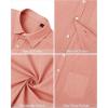 imageJVER Mens Linen Shirts Casual Button Down Long Sleeve Shirt Solid Spread Collar Summer Beach Shirts with PocketPeach