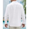 imageJVER Mens Linen Shirts Casual Button Down Long Sleeve Shirt Solid Spread Collar Summer Beach Shirts with PocketWhite
