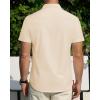 imageJVER Mens Short Sleeve Dress Shirts Stretch Stain Shield Casual Button Down Shirts Solid Formal ShirtBeige