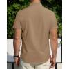 imageJVER Mens Short Sleeve Dress Shirts Stretch Stain Shield Casual Button Down Shirts Solid Formal ShirtKhaki