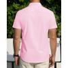 imageJVER Mens Short Sleeve Dress Shirts Stretch Stain Shield Casual Button Down Shirts Solid Formal ShirtLight Pink