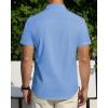 imageJVER Mens Short Sleeve Dress Shirts Stretch Stain Shield Casual Button Down Shirts Solid Formal ShirtMisty Blue