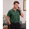imageJVER Mens Short Sleeve Dress Shirts Stretch Wrinkle Free Casual Button Down Shirts with Pocket for Business WeddingArmy Green
