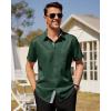 imageJVER Mens Short Sleeve Dress Shirts Stretch Wrinkle Free Casual Button Down Shirts with Pocket for Business WeddingArmy Green