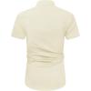 imageJVER Mens Short Sleeve Dress Shirts Stretch Wrinkle Free Casual Button Down Shirts with Pocket for Business WeddingBeige