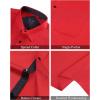imageJVER Mens Short Sleeve Dress Shirts Stretch Wrinkle Free Casual Button Down Shirts with Pocket for Business WeddingBright Red