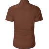 imageJVER Mens Short Sleeve Dress Shirts Stretch Wrinkle Free Casual Button Down Shirts with Pocket for Business WeddingChocolate Brown