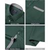 imageJVER Mens Short Sleeve Dress Shirts Stretch Wrinkle Free Casual Button Down Shirts with Pocket for Business WeddingGreen Contrast