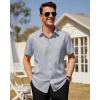 imageJVER Mens Short Sleeve Dress Shirts Stretch Wrinkle Free Casual Button Down Shirts with Pocket for Business WeddingLight Grey