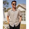 imageJVER Mens Short Sleeve Dress Shirts Stretch Wrinkle Free Casual Button Down Shirts with Pocket for Business WeddingLight Khaki