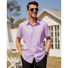 imageJVER Mens Short Sleeve Dress Shirts Stretch Wrinkle Free Casual Button Down Shirts with Pocket for Business WeddingLight Purple