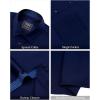 imageJVER Mens Short Sleeve Dress Shirts Stretch Wrinkle Free Casual Button Down Shirts with Pocket for Business WeddingNavy Blue