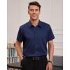 imageJVER Mens Short Sleeve Dress Shirts Stretch Wrinkle Free Casual Button Down Shirts with Pocket for Business WeddingNavy Blue