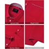 imageJVER Mens Short Sleeve Dress Shirts Stretch Wrinkle Free Casual Button Down Shirts with Pocket for Business WeddingRed Style
