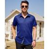 imageJVER Mens Short Sleeve Dress Shirts Stretch Wrinkle Free Casual Button Down Shirts with Pocket for Business WeddingRoyal Blue