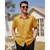 imageJVER Mens Short Sleeve Dress Shirts Stretch Wrinkle Free Casual Button Down Shirts with Pocket for Business WeddingYellow