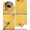 imageJVER Mens Short Sleeve Dress Shirts Stretch Wrinkle Free Casual Button Down Shirts with Pocket for Business WeddingYellow