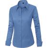 imageJVER Womens Dress Shirts Long Sleeve Button Down Shirt WrinkleFree Business Casual Blouse Office Work TopsAiry Blue