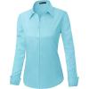 imageJVER Womens Dress Shirts Long Sleeve Button Down Shirt WrinkleFree Business Casual Blouse Office Work TopsAqua Blue