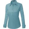 imageJVER Womens Dress Shirts Long Sleeve Button Down Shirt WrinkleFree Business Casual Blouse Office Work TopsAqua Lake Blue