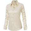 imageJVER Womens Dress Shirts Long Sleeve Button Down Shirt WrinkleFree Business Casual Blouse Office Work TopsBeige