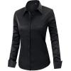 imageJVER Womens Dress Shirts Long Sleeve Button Down Shirt WrinkleFree Business Casual Blouse Office Work TopsBlack
