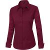 imageJVER Womens Dress Shirts Long Sleeve Button Down Shirt WrinkleFree Business Casual Blouse Office Work TopsBurgundy