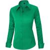 imageJVER Womens Dress Shirts Long Sleeve Button Down Shirt WrinkleFree Business Casual Blouse Office Work TopsDark Green