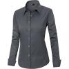 imageJVER Womens Dress Shirts Long Sleeve Button Down Shirt WrinkleFree Business Casual Blouse Office Work TopsDark Grey