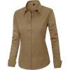 imageJVER Womens Dress Shirts Long Sleeve Button Down Shirt WrinkleFree Business Casual Blouse Office Work TopsDark Khaki