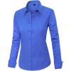 imageJVER Womens Dress Shirts Long Sleeve Button Down Shirt WrinkleFree Business Casual Blouse Office Work TopsIndigo