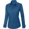 imageJVER Womens Dress Shirts Long Sleeve Button Down Shirt WrinkleFree Business Casual Blouse Office Work TopsInk Blue