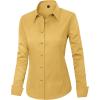 imageJVER Womens Dress Shirts Long Sleeve Button Down Shirt WrinkleFree Business Casual Blouse Office Work TopsLemon Yellow