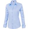 imageJVER Womens Dress Shirts Long Sleeve Button Down Shirt WrinkleFree Business Casual Blouse Office Work TopsLight Blue
