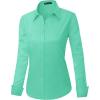 imageJVER Womens Dress Shirts Long Sleeve Button Down Shirt WrinkleFree Business Casual Blouse Office Work TopsLight Green