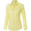 imageJVER Womens Dress Shirts Long Sleeve Button Down Shirt WrinkleFree Business Casual Blouse Office Work TopsLight Yellow