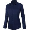 imageJVER Womens Dress Shirts Long Sleeve Button Down Shirt WrinkleFree Business Casual Blouse Office Work TopsNavy Blue