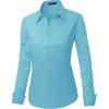 imageJVER Womens Dress Shirts Long Sleeve Button Down Shirt WrinkleFree Business Casual Blouse Office Work TopsOcean Blue
