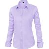 imageJVER Womens Dress Shirts Long Sleeve Button Down Shirt WrinkleFree Business Casual Blouse Office Work TopsPurple