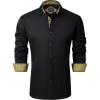 imageJVER Mens Casual Long Sleeve Stretch Dress Shirt WrinkleFree Regular Fit Button Down ShirtsBlack Gold