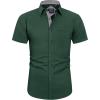 imageJVER Mens Short Sleeve Dress Shirts Stretch Wrinkle Free Casual Button Down Shirts with Pocket for Business WeddingArmy Green
