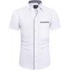 imageJVER Mens Short Sleeve Dress Shirts Stretch Wrinkle Free Casual Button Down Shirts with Pocket for Business WeddingWhite Design