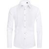 imageJVER Mens Tuxedo Shirt Formal Dress Shirt Pleated Long Sleeve Button Down Shirts for Prom Party WeddingSolid White