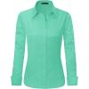 imageJVER Womens Dress Shirts Long Sleeve Button Down Shirt WrinkleFree Business Casual Blouse Office Work TopsLight Green