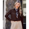 imageJVER Button Down Shirts for Women Wrinkle Free Long Sleeve Dress Shirt Business Casual Work Blouse with PocketBrown