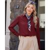 imageJVER Button Down Shirts for Women Wrinkle Free Long Sleeve Dress Shirt Business Casual Work Blouse with PocketBurgundy