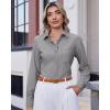imageJVER Button Down Shirts for Women Wrinkle Free Long Sleeve Dress Shirt Business Casual Work Blouse with PocketGrey