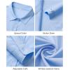 imageJVER Button Down Shirts for Women Wrinkle Free Long Sleeve Dress Shirt Business Casual Work Blouse with PocketLight Blue