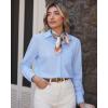 imageJVER Button Down Shirts for Women Wrinkle Free Long Sleeve Dress Shirt Business Casual Work Blouse with PocketLight Blue